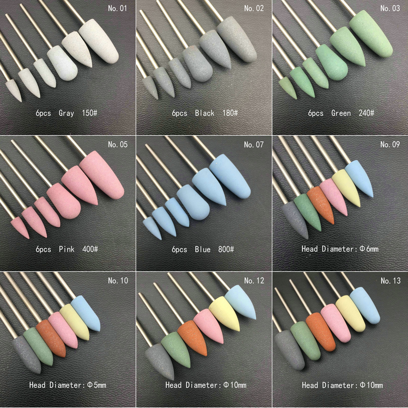 Power Tools Jack - 6pcs/set Rubber Silicon Nail Drill Milling