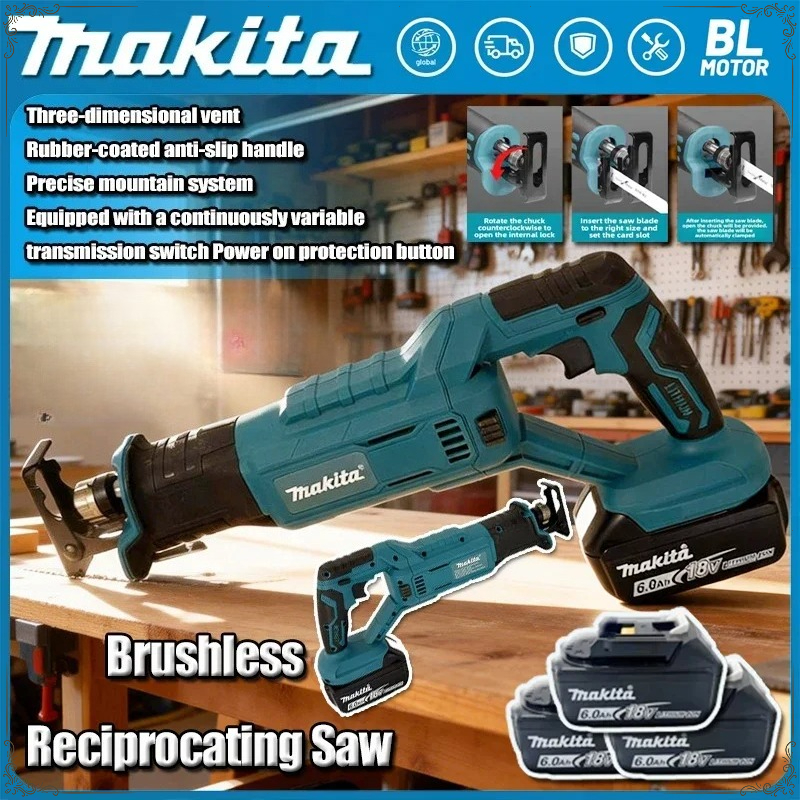 Power Tools Makita Set - Makita Brushless Reciprocating Saw High-Power Cutting