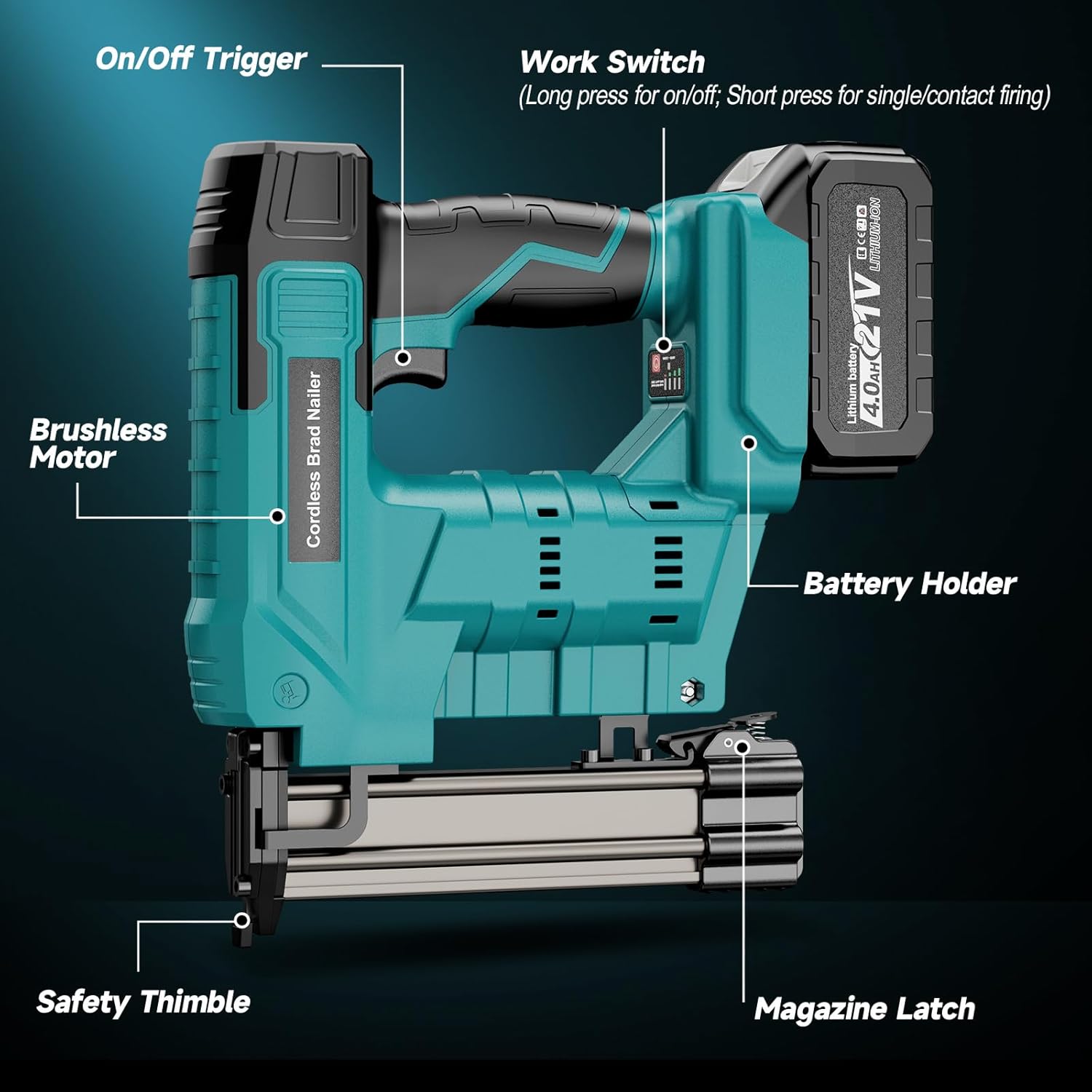 Staple Gun Electric - 2-In-1 Brushless Portable Electric Nailer Cordless