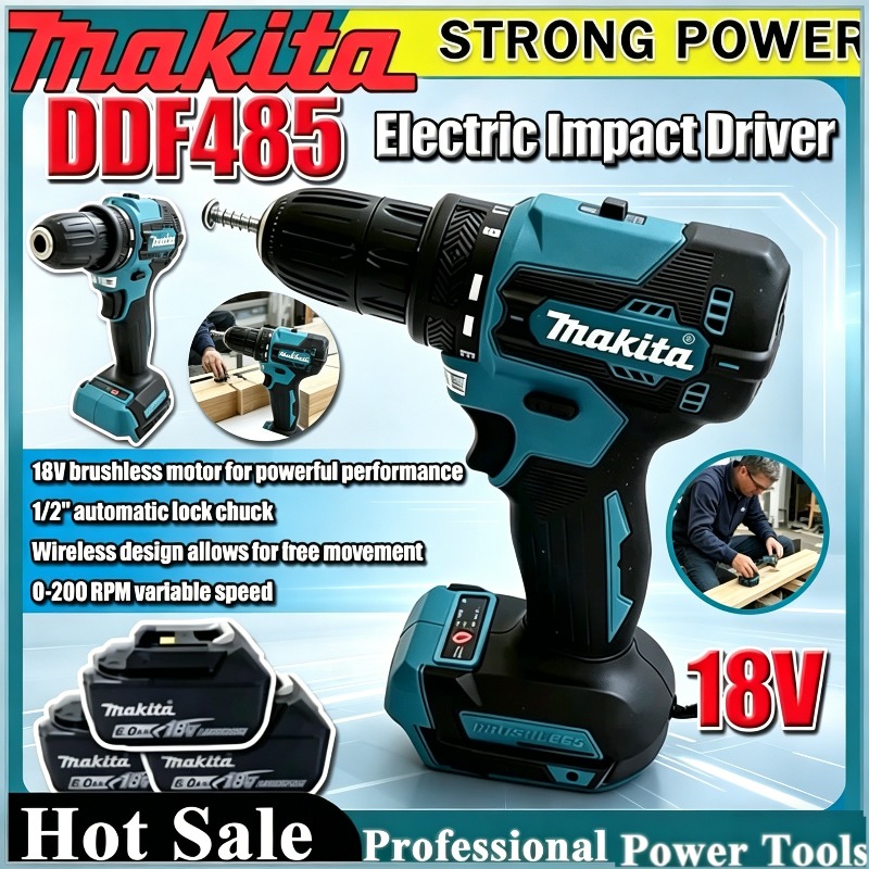 Power Tools Makita Set - Makita DDF485 10MM Rechargeable LXT Compact