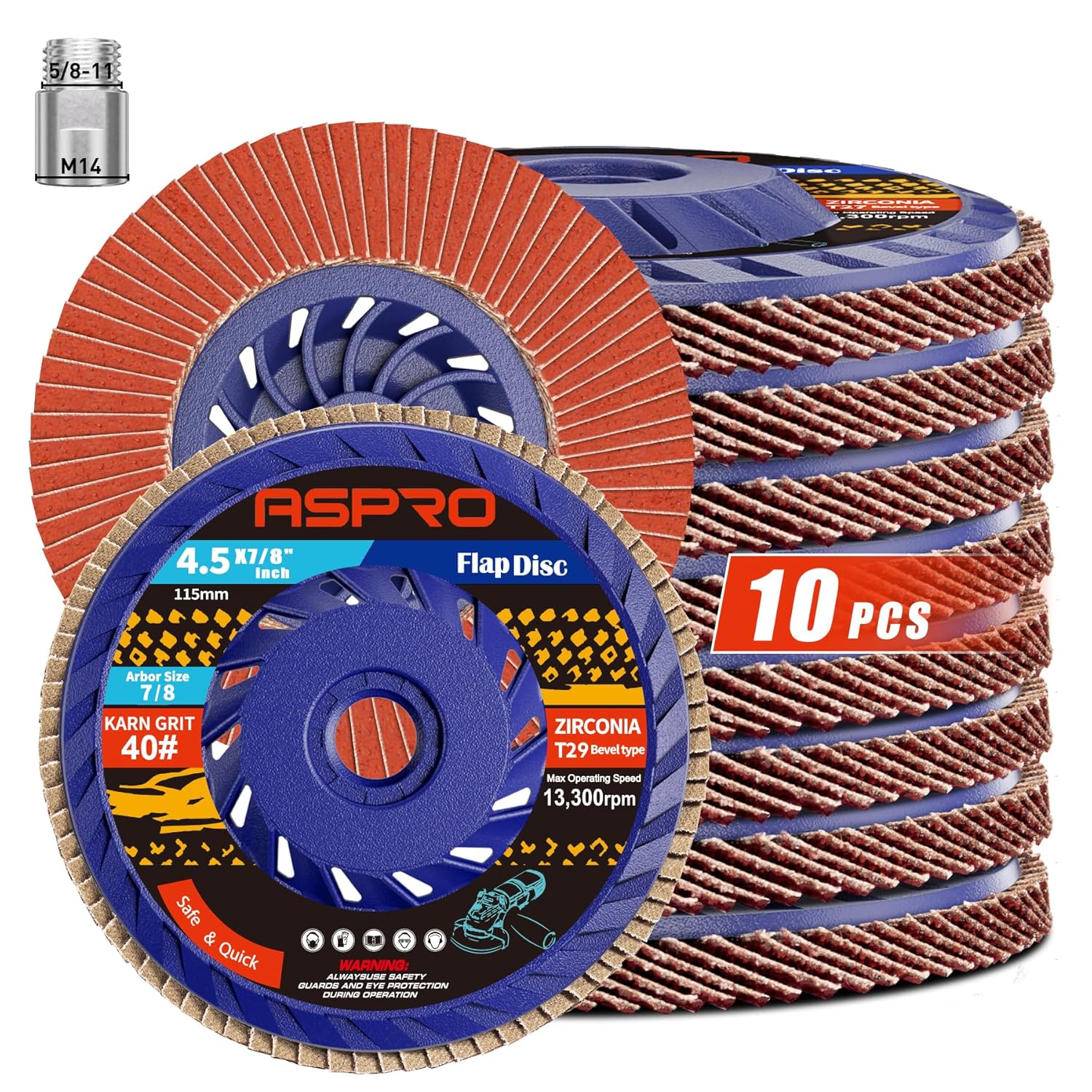 Angle Grinder 4.5 - 40 Grit Flap Discs 4.5