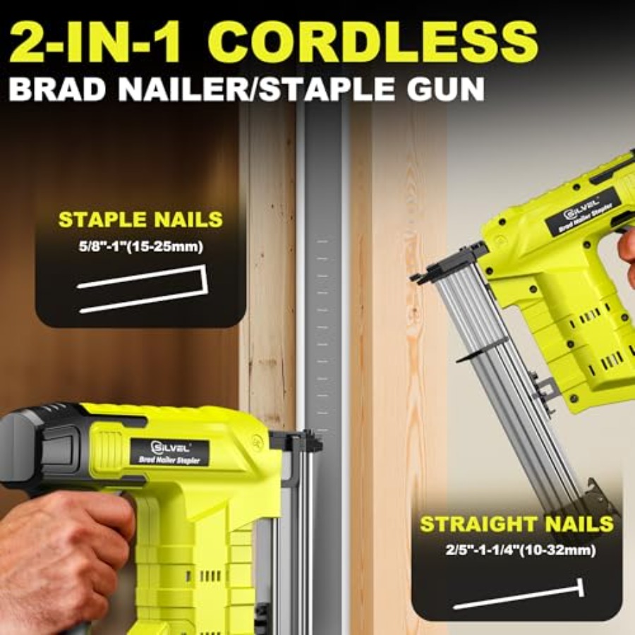 21V Cordless Nail Gun 2-in-1 E - مراجعة Staple Gun Electric وسعره