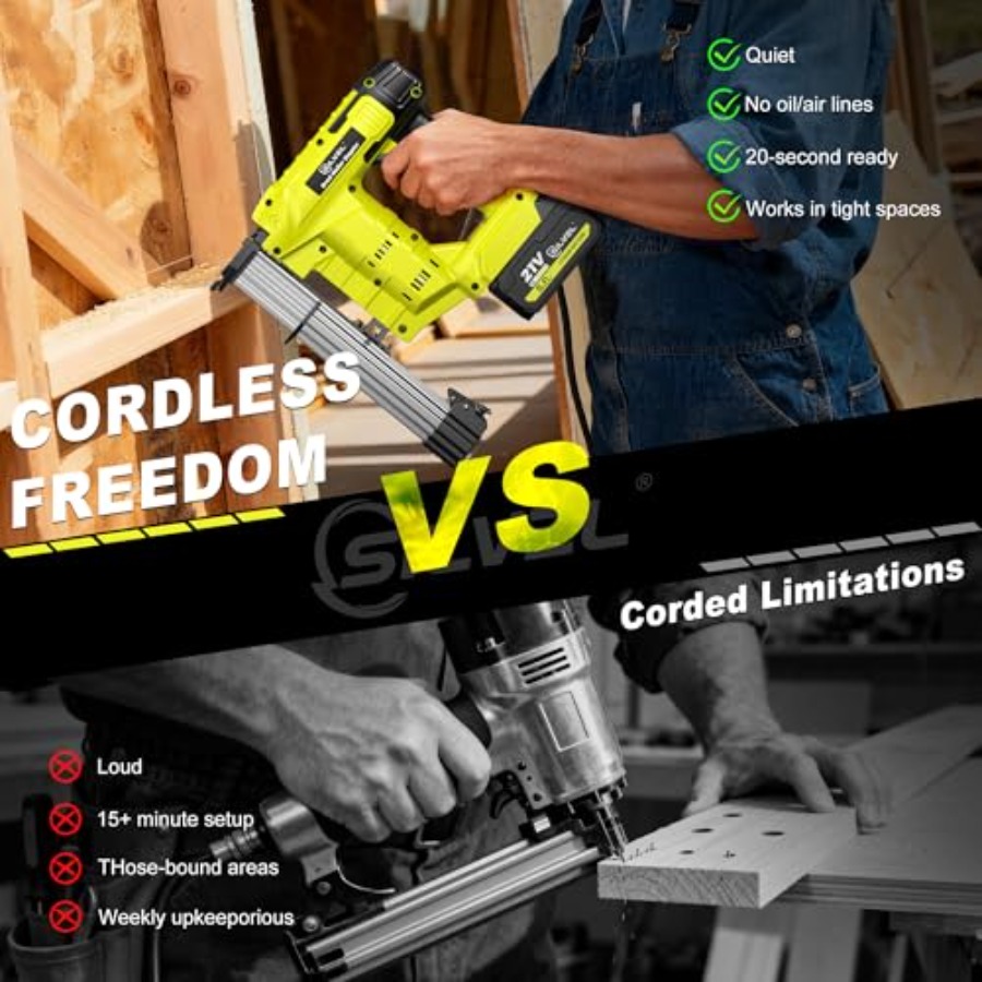 21V Cordless Nail Gun 2-in-1 E - مراجعة Staple Gun Electric وسعره