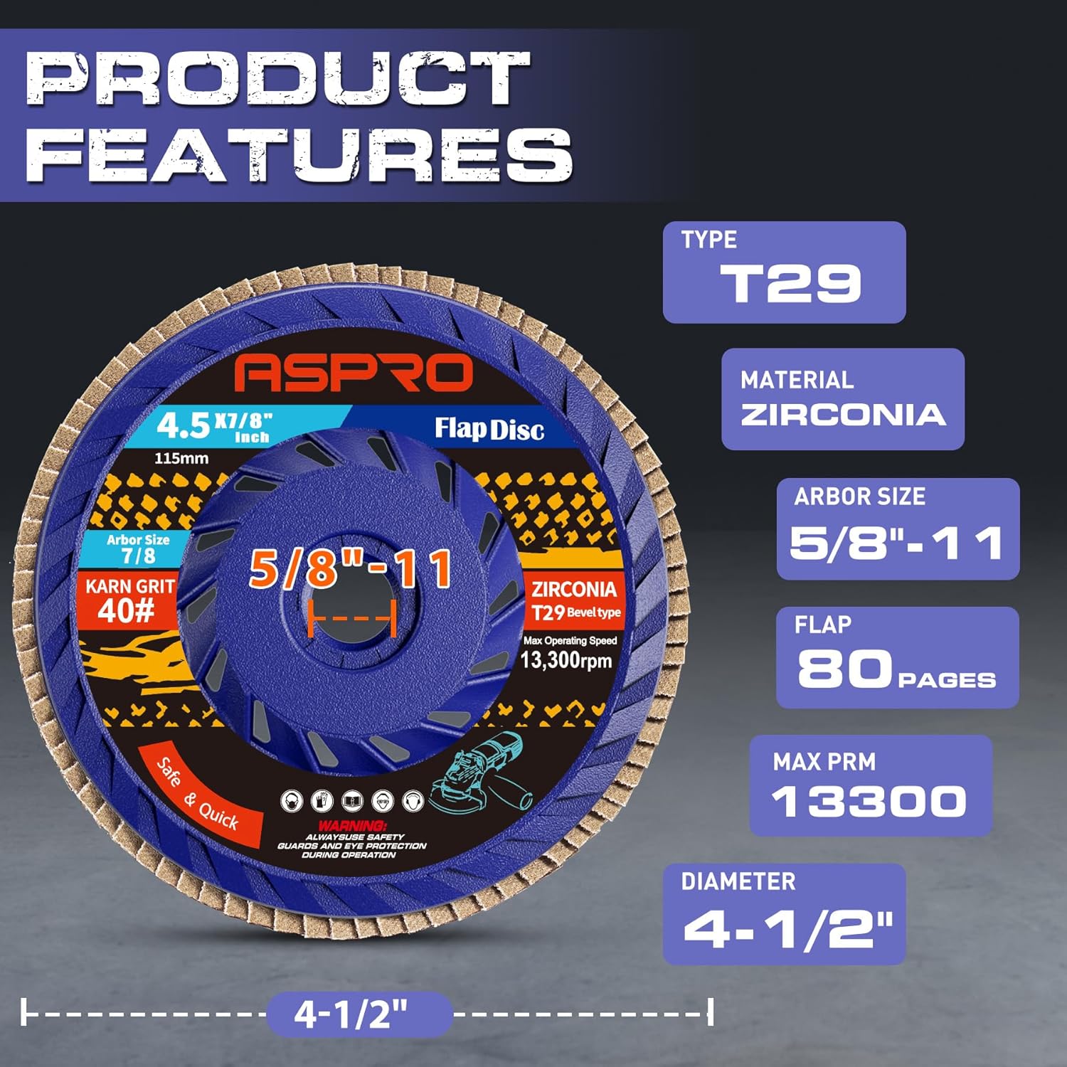 40 Grit Flap Discs 4.5